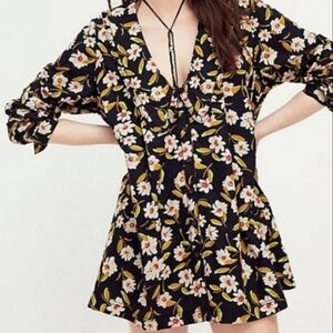 Free People Charlie Printed Button Up Tunic Mini Dress Womens Size Large